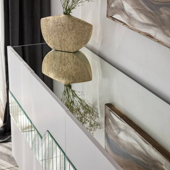 Hanah Home Consola Milan Blanca y Dorada